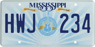 MS license plate HWJ234