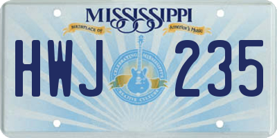MS license plate HWJ235