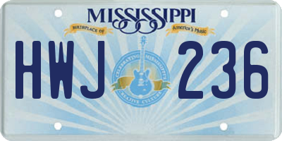 MS license plate HWJ236