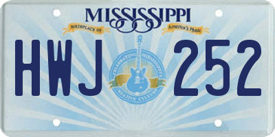 MS license plate HWJ252