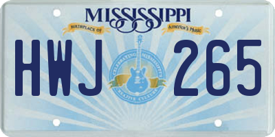 MS license plate HWJ265
