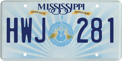 MS license plate HWJ281