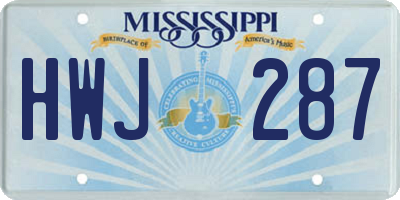 MS license plate HWJ287