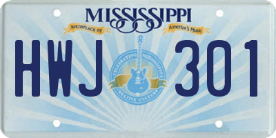 MS license plate HWJ301