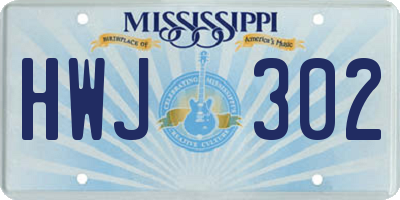 MS license plate HWJ302
