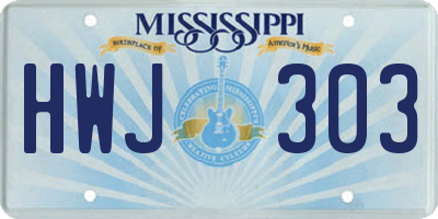 MS license plate HWJ303