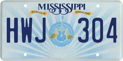 MS license plate HWJ304