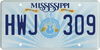 MS license plate HWJ309