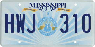 MS license plate HWJ310