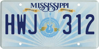 MS license plate HWJ312