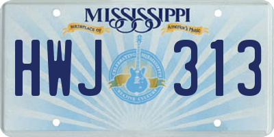 MS license plate HWJ313