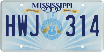 MS license plate HWJ314