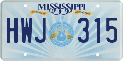 MS license plate HWJ315