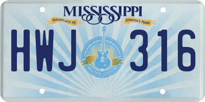 MS license plate HWJ316