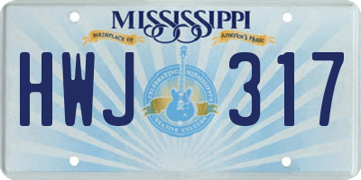 MS license plate HWJ317