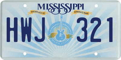 MS license plate HWJ321