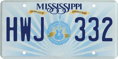 MS license plate HWJ332