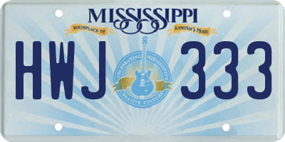MS license plate HWJ333