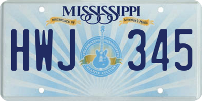MS license plate HWJ345