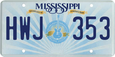 MS license plate HWJ353