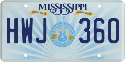MS license plate HWJ360