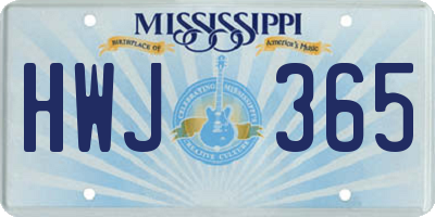 MS license plate HWJ365