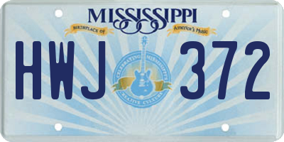 MS license plate HWJ372