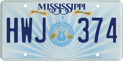MS license plate HWJ374