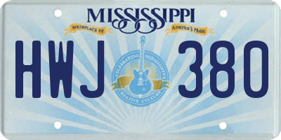 MS license plate HWJ380