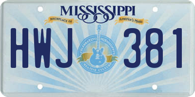 MS license plate HWJ381