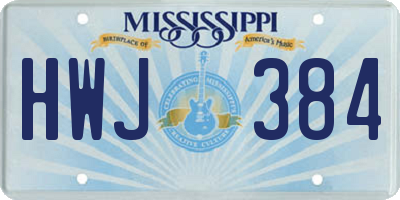 MS license plate HWJ384