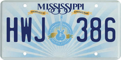 MS license plate HWJ386