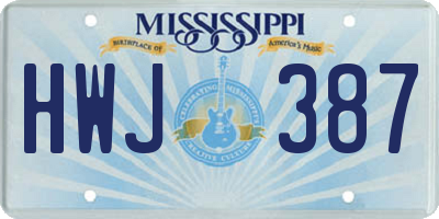MS license plate HWJ387
