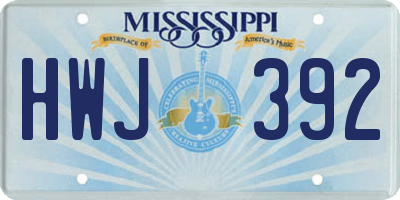 MS license plate HWJ392