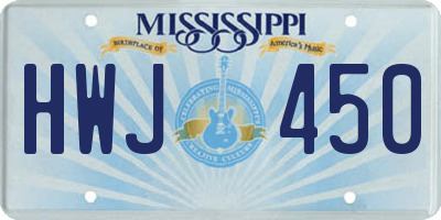 MS license plate HWJ450