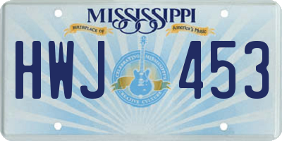 MS license plate HWJ453