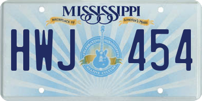 MS license plate HWJ454