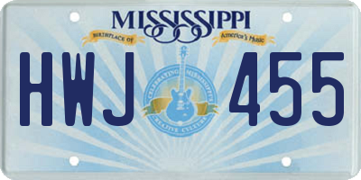 MS license plate HWJ455