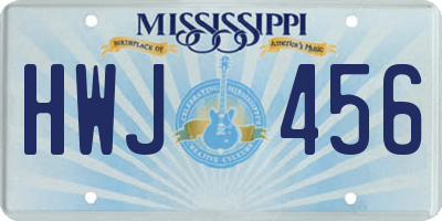 MS license plate HWJ456
