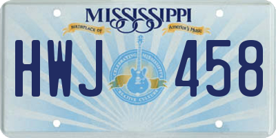 MS license plate HWJ458