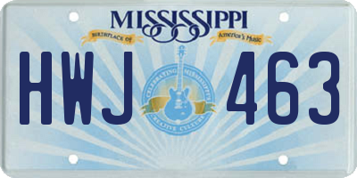 MS license plate HWJ463