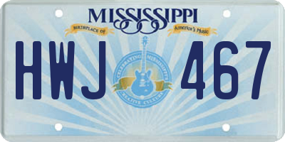 MS license plate HWJ467