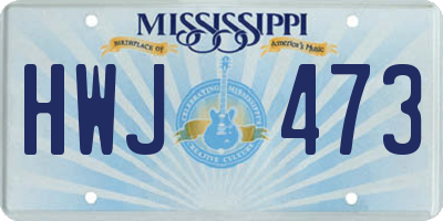 MS license plate HWJ473