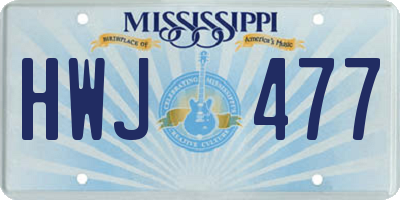 MS license plate HWJ477