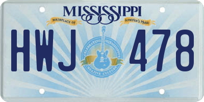 MS license plate HWJ478