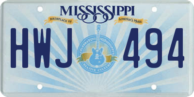MS license plate HWJ494