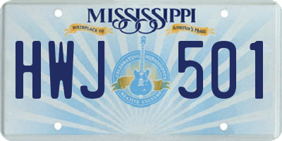 MS license plate HWJ501