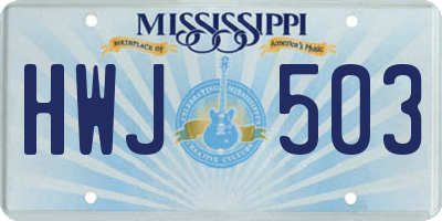 MS license plate HWJ503