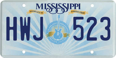 MS license plate HWJ523