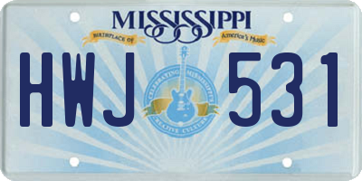 MS license plate HWJ531